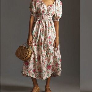 Anthropologie The Somerset Maxi Dress Puff-Sleeve Edition Floral Pockets Size 1X